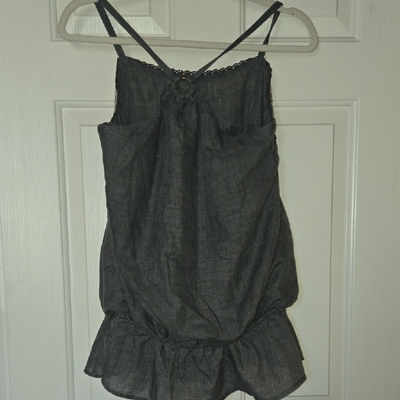 Papaya M/L Y2K Gray Balloon Cami Babydoll Embroidery Spaghetti Strap Wooden Ring - Picture 7 of 13